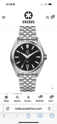 Pulsera Erebus Ascent 39 mm HAQ de alta precisión de cuarzo esfera negra esmaltada J sin usar - Imagen 1 de 4