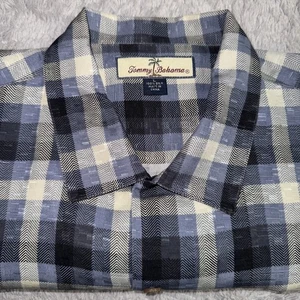 Tommy Bahama 100% Silk Lounge Shirt Blue Plaid Short Sleeve Button Up Men’s L - Picture 1 of 14