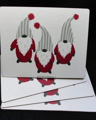 Set of 4 Pottery Barn Gnome Christmas Cork Back Placemats 16" x 12.75" - Image 1 of 4
