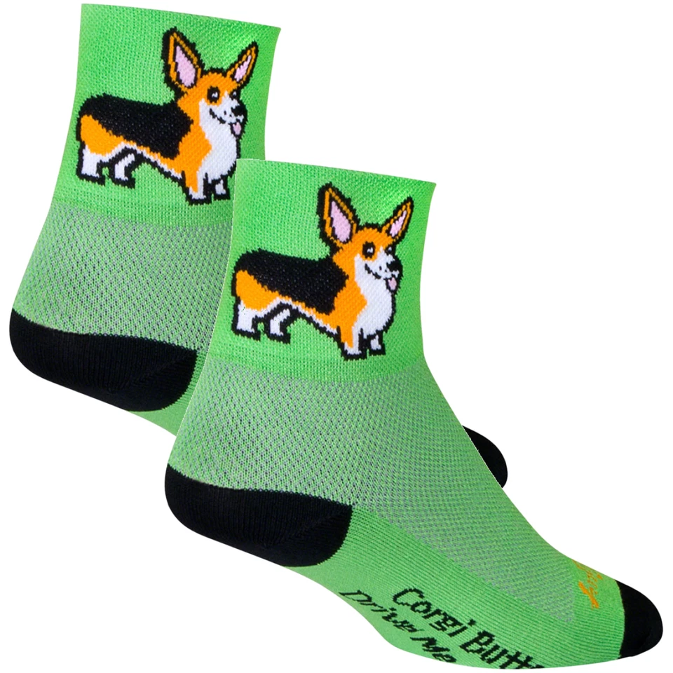 SockGuy Classic Ernie Socks 3 Inch Green Large X-large Corgi Butt Synthetic