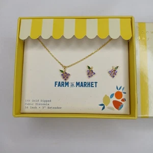 A New Day Target Farm To Market Trauben Ohrring & Halskette Set in Schachtel Geschenk Mädchen - Bild 1 von 3