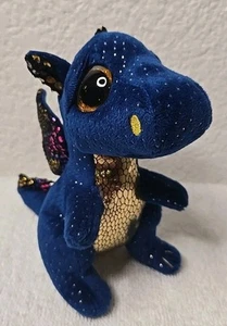 Ty Beanie Boos SAFFIRE the Blue Dragon Plush 6” Blue & Gold 🥰SuperCute🥰 - Picture 1 of 12