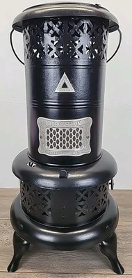 Vtg Perfection #525 Kerosene Oil Heater Portable Stove New Wick Black/Silver - Image 1 of 4