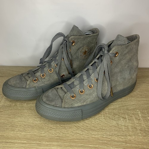 Converse All Star Chuck Taylor scarpe da ginnastica alte in camoscio taglia 4 UK grigio