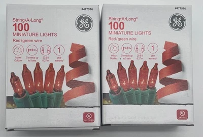 2 件 GE String-A-Long 100 件 20.6 英尺红色白炽情人节串灯 — 第 1/2 张图片