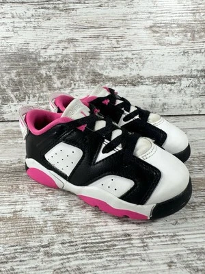 Niño pequeño Nike Air Jordan 6 Retro Low TD blanco/negro/rosa talla 7C Foto 1 de 4