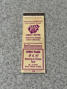 Chinese Village Restaurant Portland Oregon Vintage Matchbook Cubierta 334 - Imagen 1 de 1