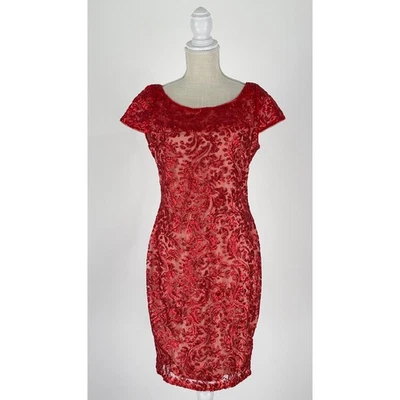 Vestido de cóctel Calvin Klein manga corta lentejuelas funda para mujer talla 6 rojo Foto 1 de 4