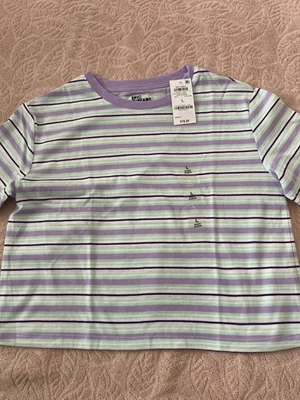 NWT Epic Threads Big Girls Joy Striped T-Shirt Purple Roses L - Image 1 of 3