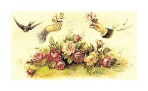 Roses and Doves Vintage Ephemera Counted Cross-Stitch Pattern Chart - Picture 1 of 1