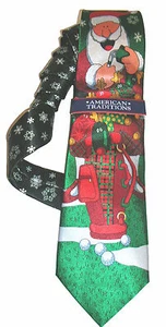 Holiday Traditions NUEVO Negro Rojo Navidad Santa Bolso de Golf Cuello para Hombre Corbata $49 X13 - Imagen 1 de 2