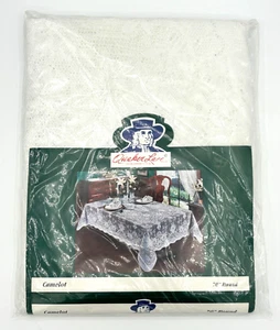 Quaker Lace 70" Round Lace Tablecloth Camelot Floral #44421 White NWT USA Made - Picture 1 of 9