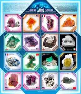 Minerals Fluorites From all Over the World MNH Stamps 2025 Guinea-Bissau M/S - Picture 1 of 1