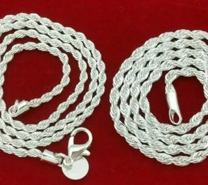 Sterling Silver .925 Rope Chain Choker Necklace Anklet Bracelet 2-5mm 6"-36" - Picture 1 of 31