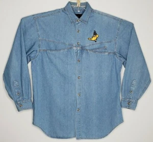 Camicia vintage 1992 Warner Bros Looney Tunes Duffy Duck denim uomo grande USA - Foto 1 di 12