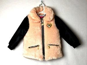 Betsey Johnson Kunstfellmantel Kleinkind Mädchen Gr. 2T Pfirsich & Braun Jacke - Bild 1 von 8