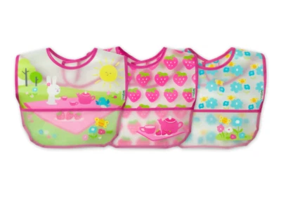 Pack de 3 baberos Green Sprouts Wipe-off, rosa Foto 1 de 4