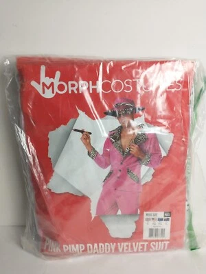 Mens Pink PIMP DADDY Velvet Suit Hat Halloween 1970s Faux Fur MorphCostumes New - Image 1 of 3