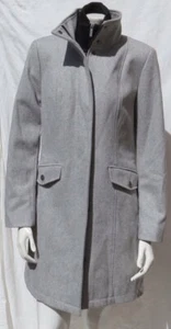NAUTICA Women’s Light Gray Wool Blend Snaps Zip Lined ¾ Winter Coat US M 8 MINT - Picture 1 of 6