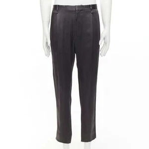 LANVIN grey acetate blend pleated front back pockets cuffed pants IT46 S - Picture 1 of 9