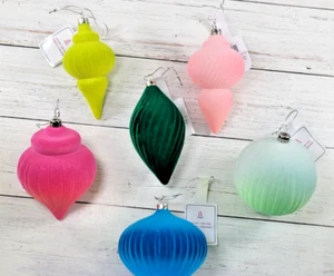 Target Velvet Ball Finial Christmas Ornament Bullseye Playground Set of 6 - Picture 1 of 8