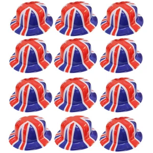 BRITISH UNION JACK BOWLER HAT PLASTIC VE DAY OLYMPIC TEAM PATRIOTIC LOT - Picture 1 of 14