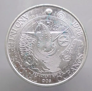 Portugal 1000 escudos 1998  Internacional year of oceans Silver KM#707 UNC - Picture 1 of 2