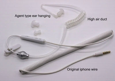 Spiral Acoustic Tube Coil Anti Radiation Earphone for iPhone SAMSUNG 3.5MM WHITE - Image 1 of 4