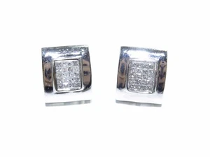 14k White Gold 1.20ct White Princess Cut Invisible Set Diamond Stunnin Earrings - Picture 1 of 5