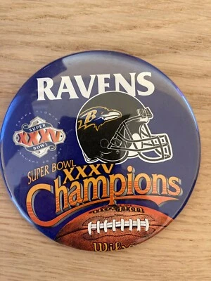 Vintage Super Bowl XXXV Baltimore Ravens NFL Champions Button - Image 1 of 4