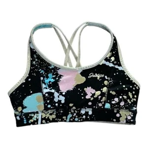 JUSTICE Girls Metallic Reversible FOIL Athletic Sports Bra Top Active Wear Sz 10 - Picture 1 of 5