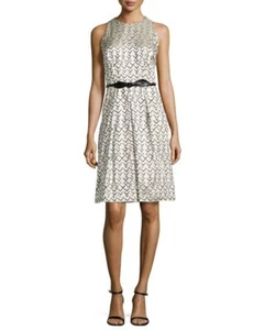 NWT's Carmen Marc Valvo Geo-Jacquard Sleeveless Dress sz 8 Medium - Picture 1 of 12