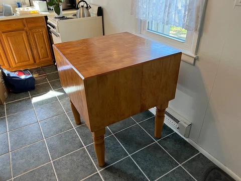 Bally Butcher Block Table - 30" L x 30" W x 16" Thick Slightly Used Cover