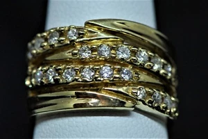 Anillo de mujer de diamantes de oro 14k aproximadamente 0,80 TCW hecho a mano uno de uno raro - Imagen 1 de 7
