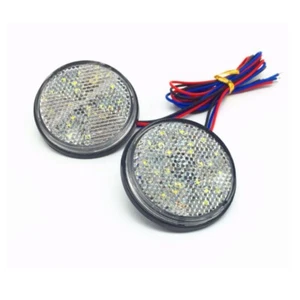 2Stück 24SMD LED Motorrad Rund Rücklicht Bremslicht Reflektor Rückstrahler Weiß - Bild 1 von 8