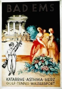 Original poster BAD EMS GOLF TENNIS SPORT LADIES c.1945 - Picture 1 of 1