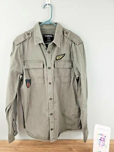 Carbon Mens Size Medium Heavyweight Green Patched Shirt - Picture 1 of 6