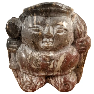 Vintage Japanese Stone Carving Statue of Daikoku with Mallet & Bag Japan​ - Image 1 of 4