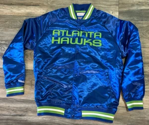 NWOT'S Mitchell & Ness Atlanta Hawks NBA Satin Jacket Men’s L Throwback 70's - Picture 1 of 17