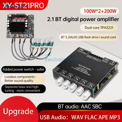 ST21PRO Bluetooth 5.2 Digital Amplifier Board 2.1 Channel 100W*2+200W Subwoofer - Bild 1 von 4