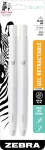 Zebra Pen BLen Retractable Gel Pen, White Barrel, Medium Point, 0.7mm, Black Of - Picture 1 of 10