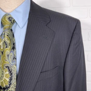 Alexandre Savile Row Blazer Men 46L Gray Pink Pinstripe Super 80s Wool Jacket - Picture 1 of 13