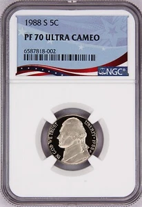1988-S Proof Jefferson Nickel, Graded PF70UC by NGC * Registry Quality Coin - Picture 1 of 4