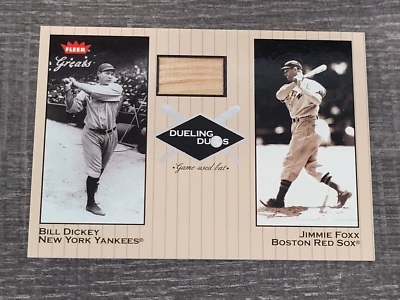 2002 Fleer Greats Dueling Duos Bill Dickey Bat Jimmie Foxx Single Relic #DD-BD1 - Image 1 of 4