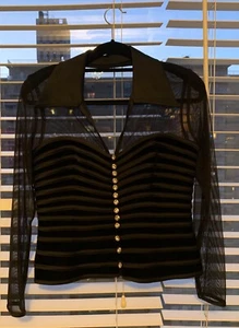 NWT! JS COLLECTIONS COCKTAIL/ PARTY BLACK BLOUSE SIZE 10 , MADE IN CANADA - Picture 1 of 7