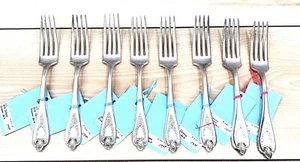 antica posate 1847 ROGERS SILVERPLATE VECCHIA COLONIA 8 FORCHETTE 7,5" - Foto 1 di 6