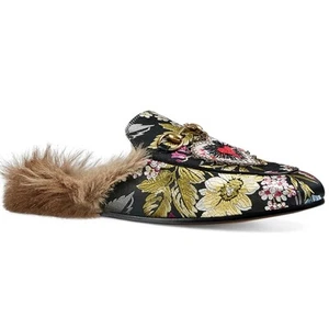 Gucci Princetown Jacquard Canguro Mordida de Caballo Piel Corazón Mulas EU 37 US 6.5/7 - Imagen 1 de 12