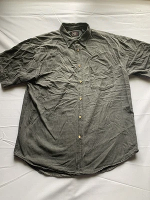 Faded Glory Hombre Gris Botón Completo Manga Corta Camisa Talla L Foto 1 de 4