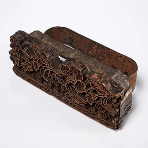 Kupfer Tjap Kappe Hacken Batik Stempel Textil Blume Bali Druck Block Presse 7"x2,75" - Bild 1 von 5