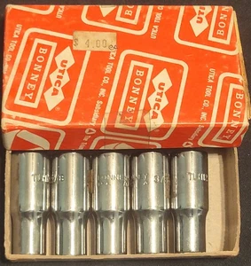 Bonney Utica 3/8" Drive Deep Socket 6 Point Tlh12 Vintage TLH-12 Lot Of 5 - Picture 1 of 6